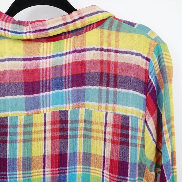 Soft Surroundings Plaid Shirt Women XL Multi Boho Eclectic Whimsical Playful Mod - Picture 12 of 16